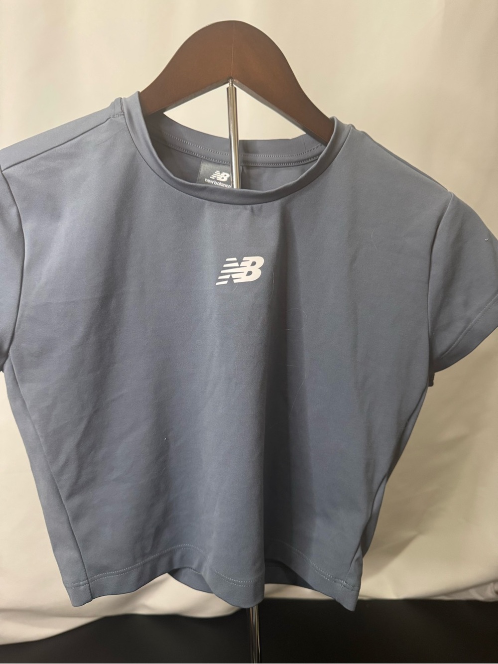 New Balance Women's Short Sleeve Crew Crop Top - Dusty Blue